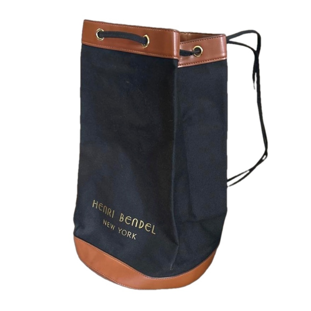 Henry Bendel New York black and brown small bucket backpack / shoulder bag